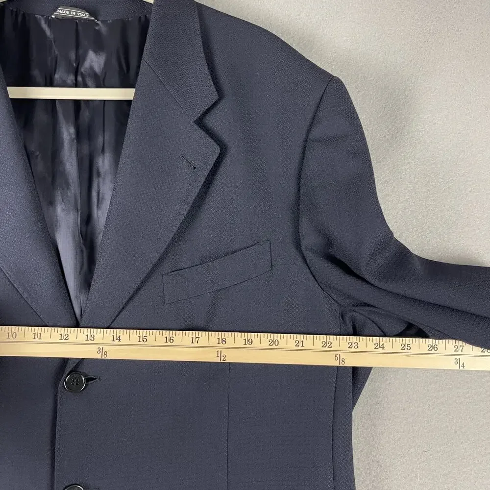 Luciano‎ Carreli Wool Blazer Sport Coat Mens 46R Blue Super 120s Career Italy